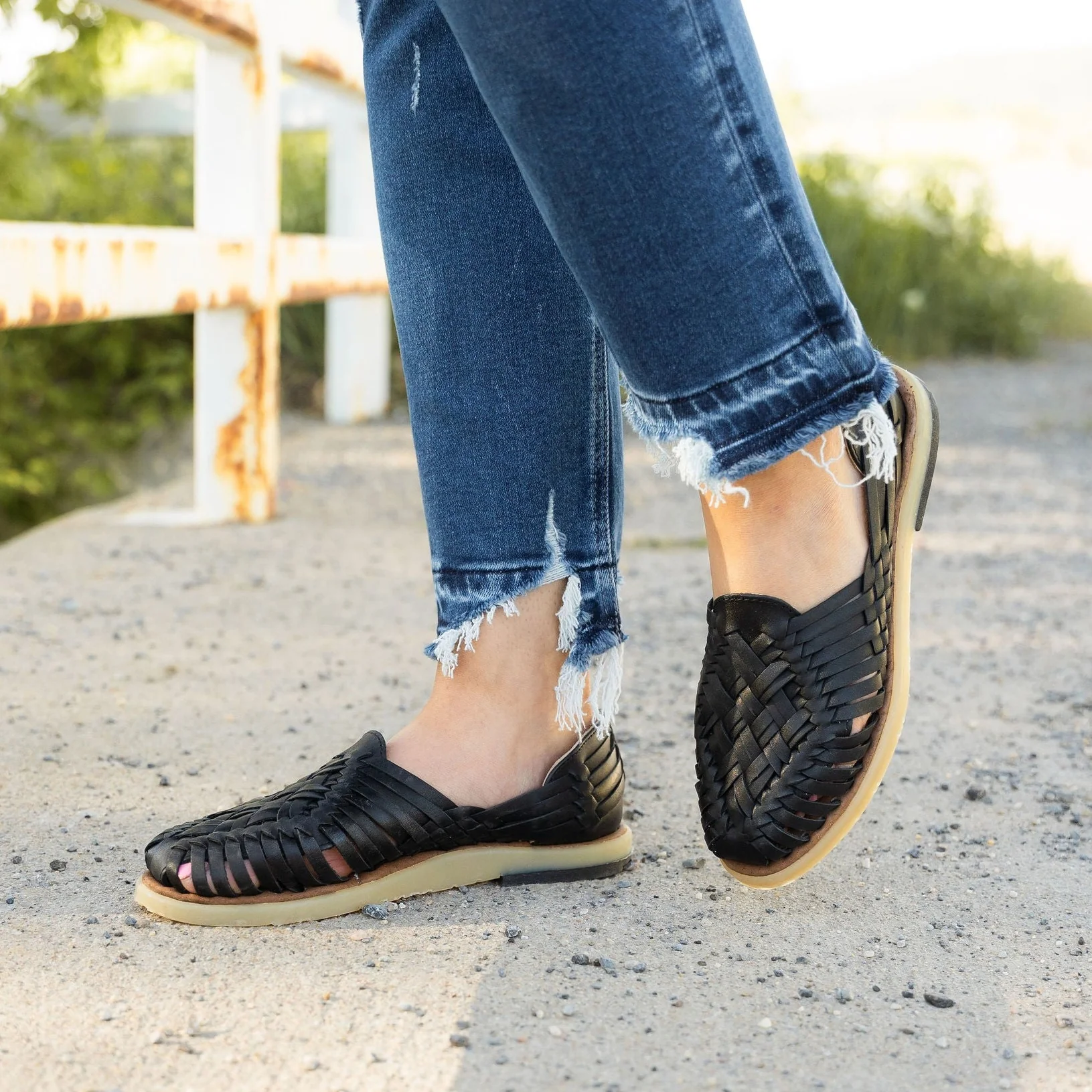 Ana Huarache Flats - Black - Image 10