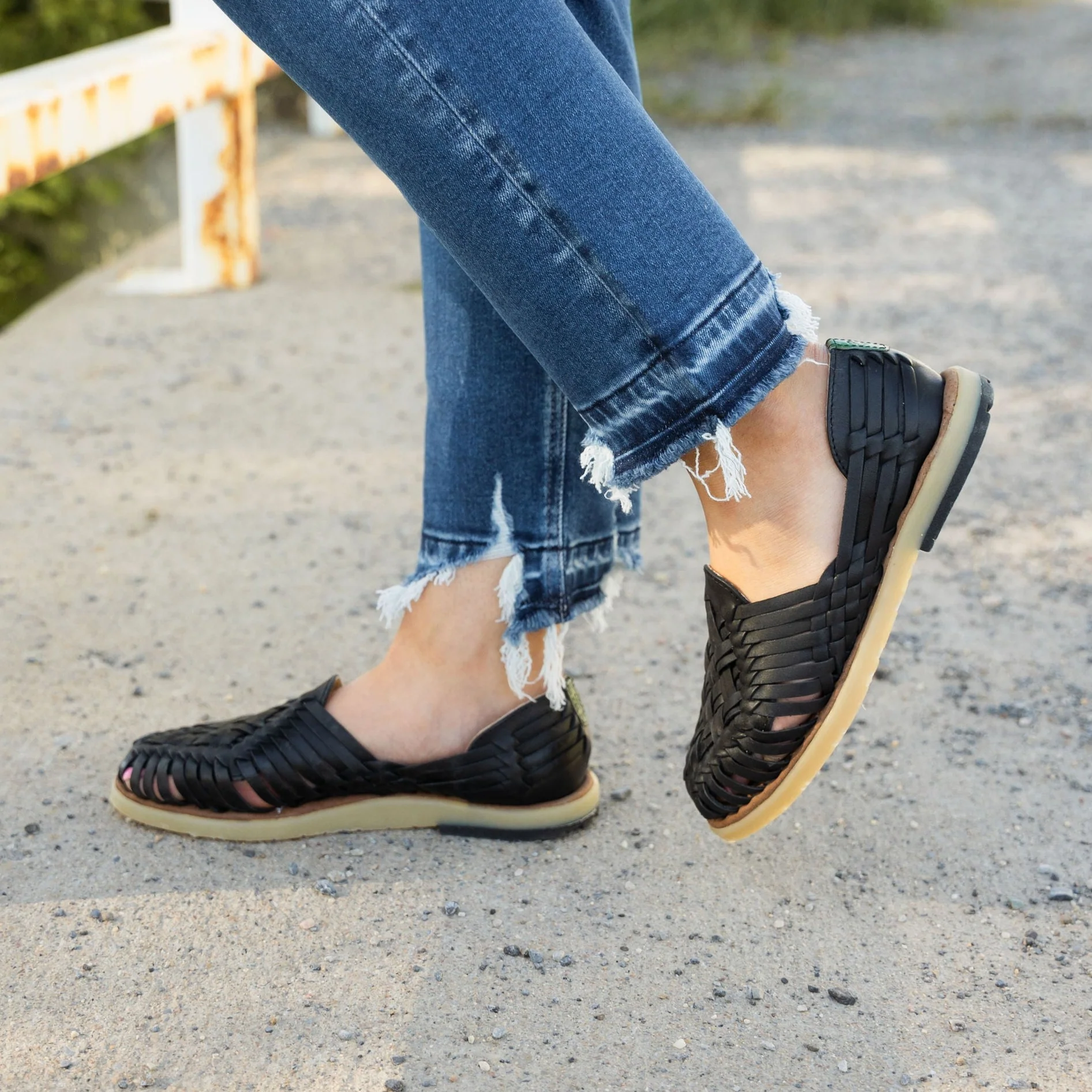 Ana Huarache Flats - Black - Image 11