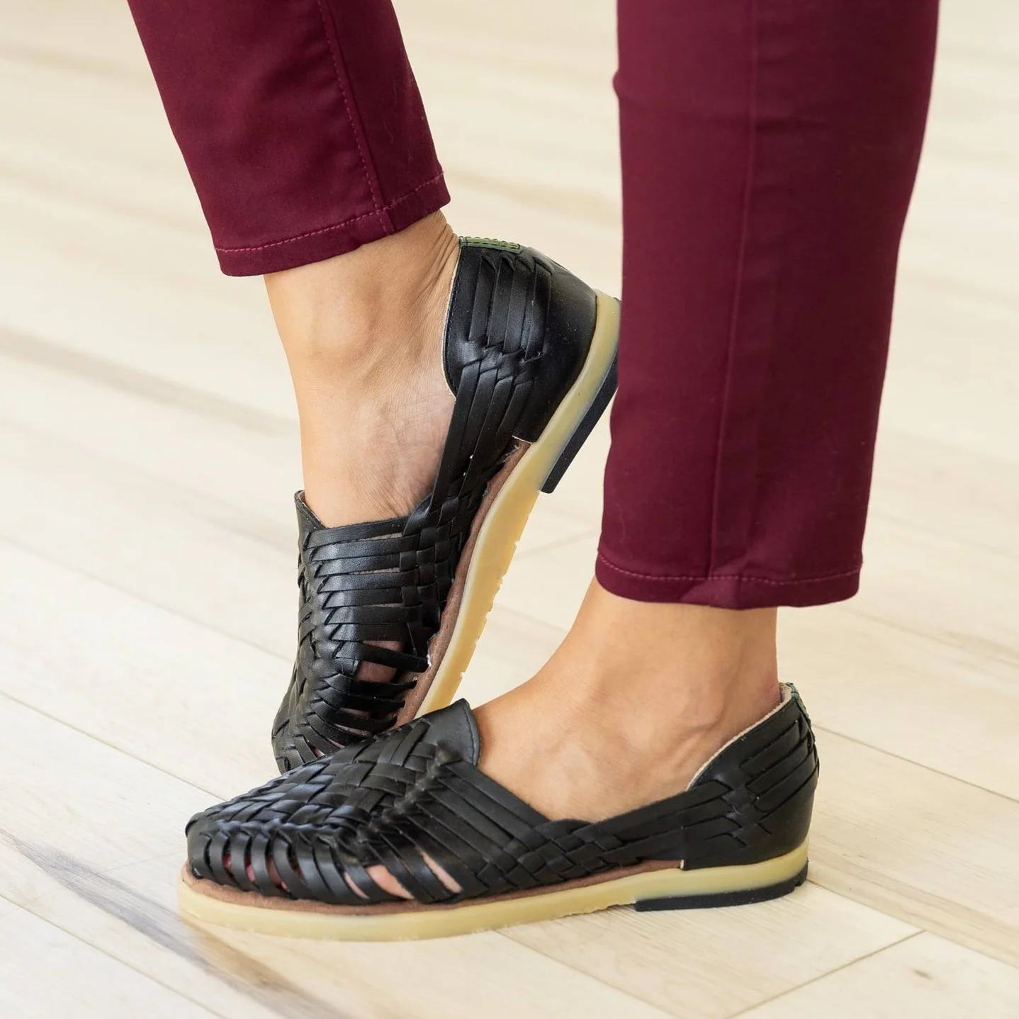 Ana Huarache Flats - Black - Image 3