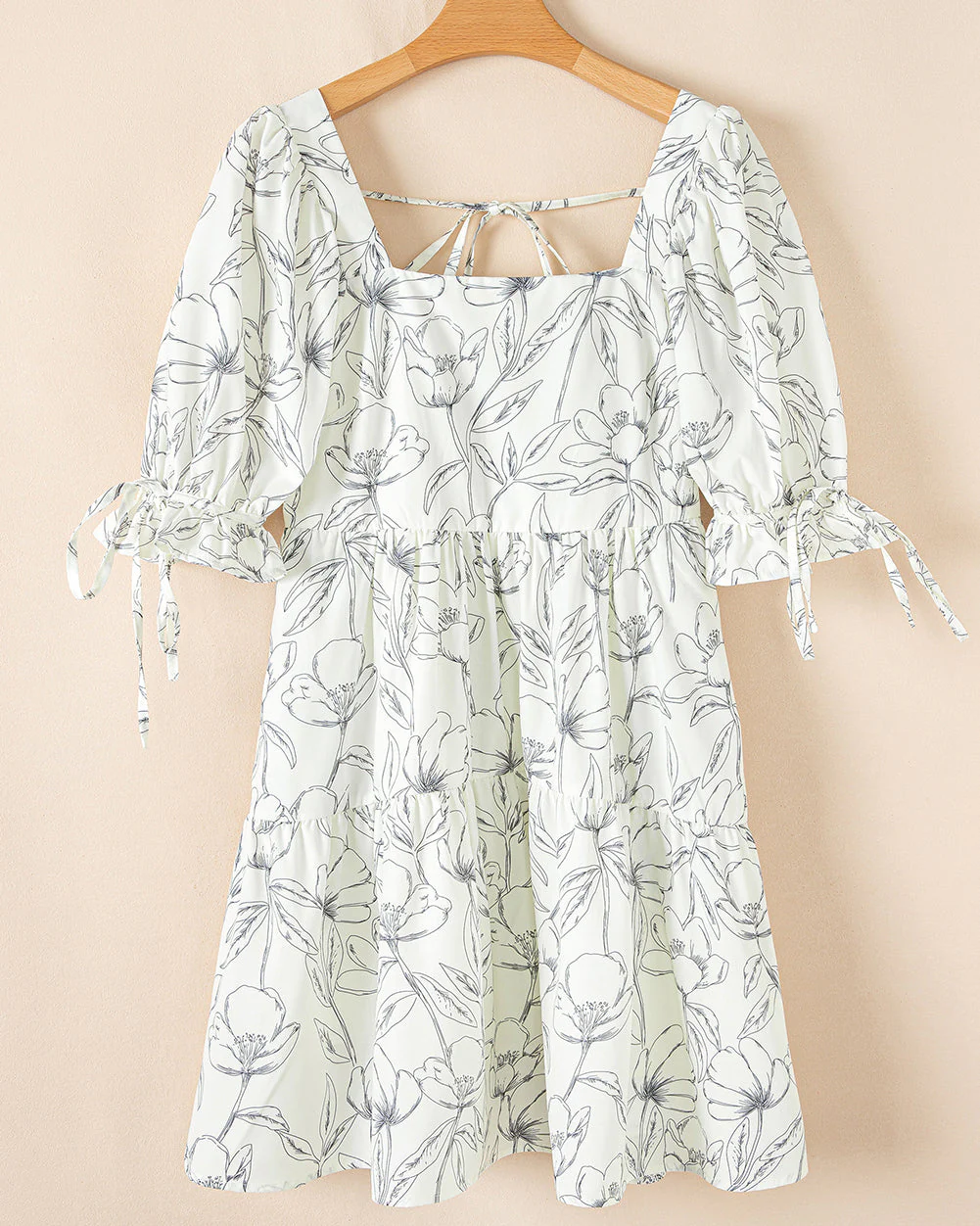 Cleo Square Neck Shirred Back Puff Sleeve Mini Dress - Image 5