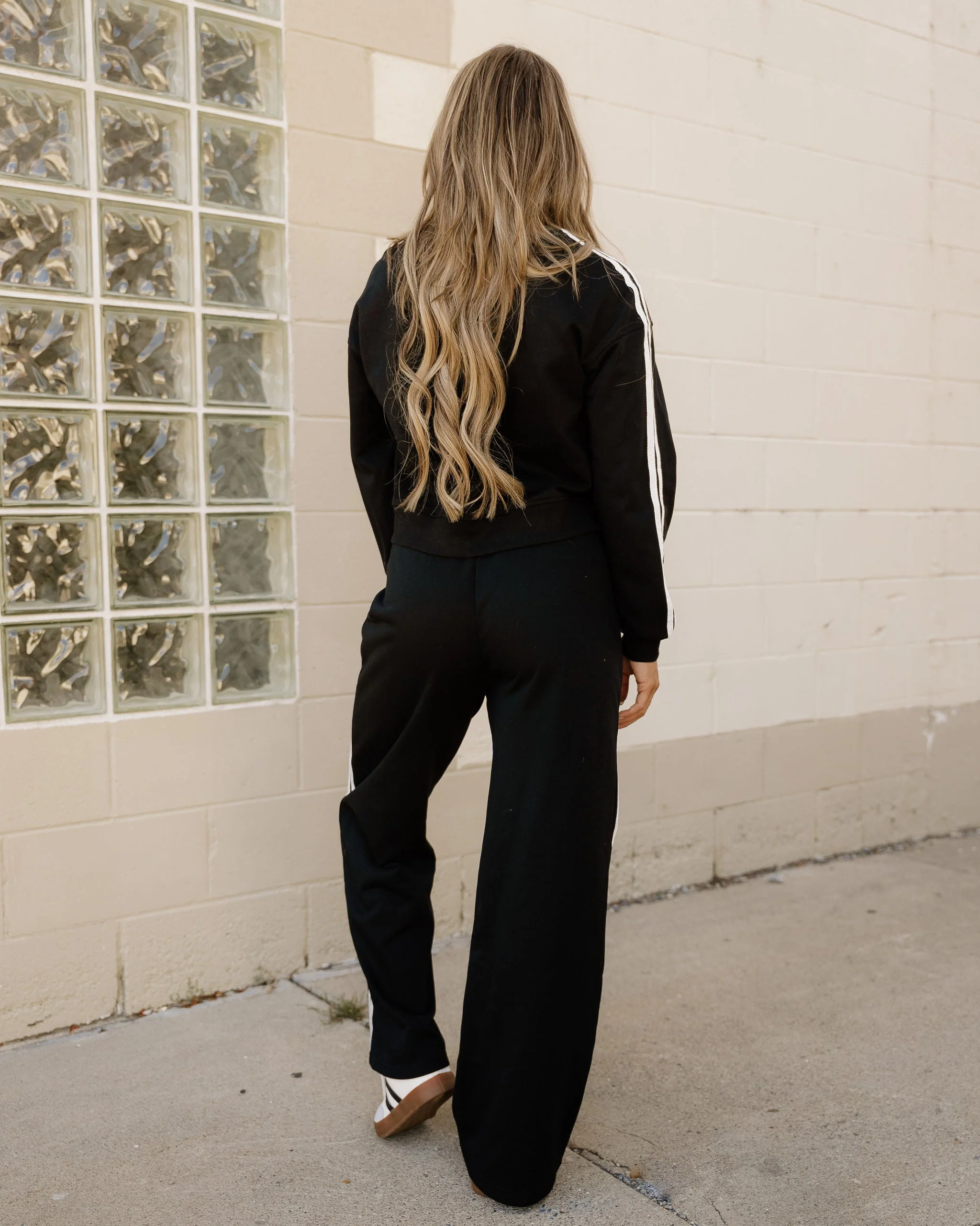 Pullover Wide Leg Pants 2pcs Outfit - Black - Image 7