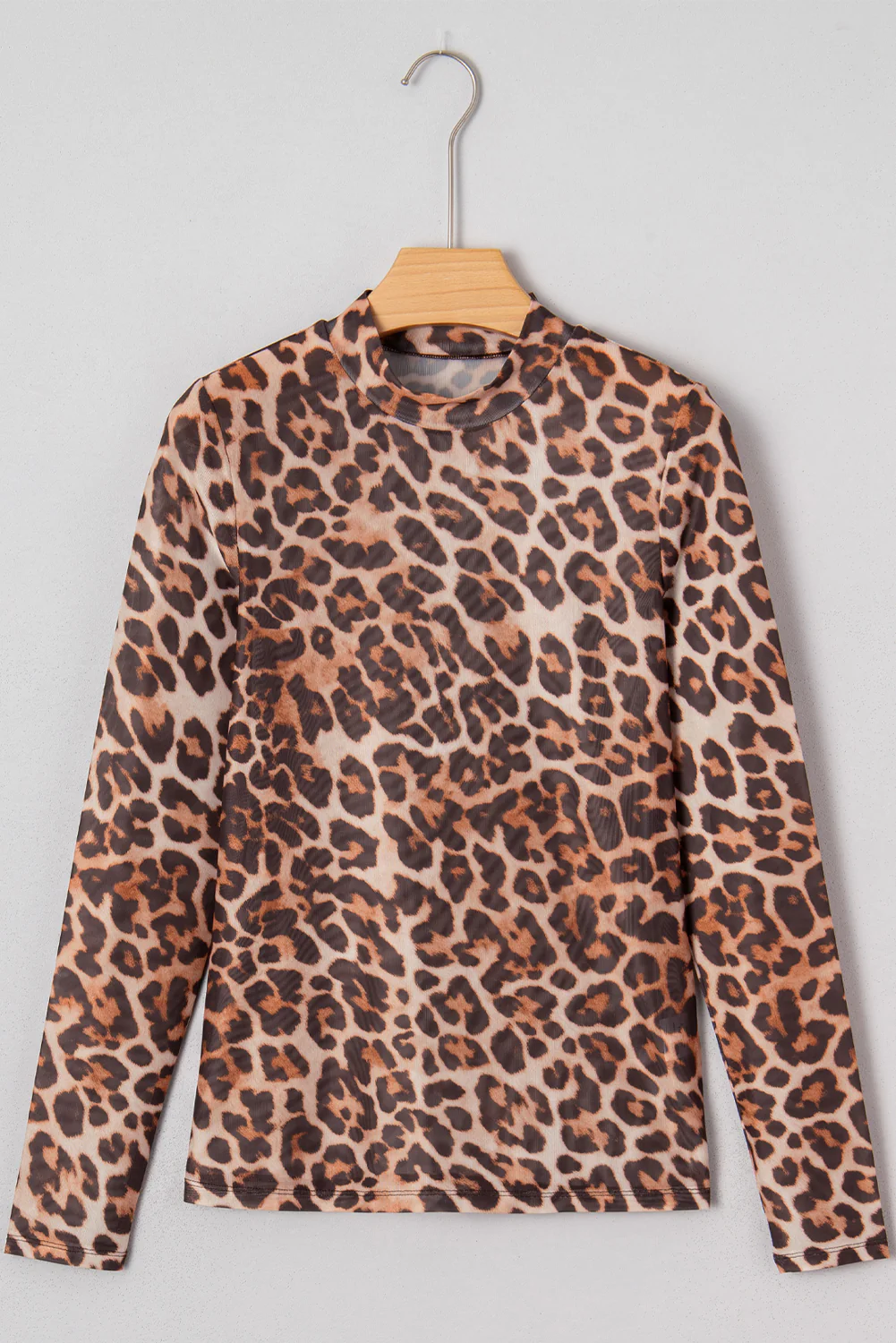 Blakely Leopard Mock Neck Long Sleeve Mesh Top - Image 2