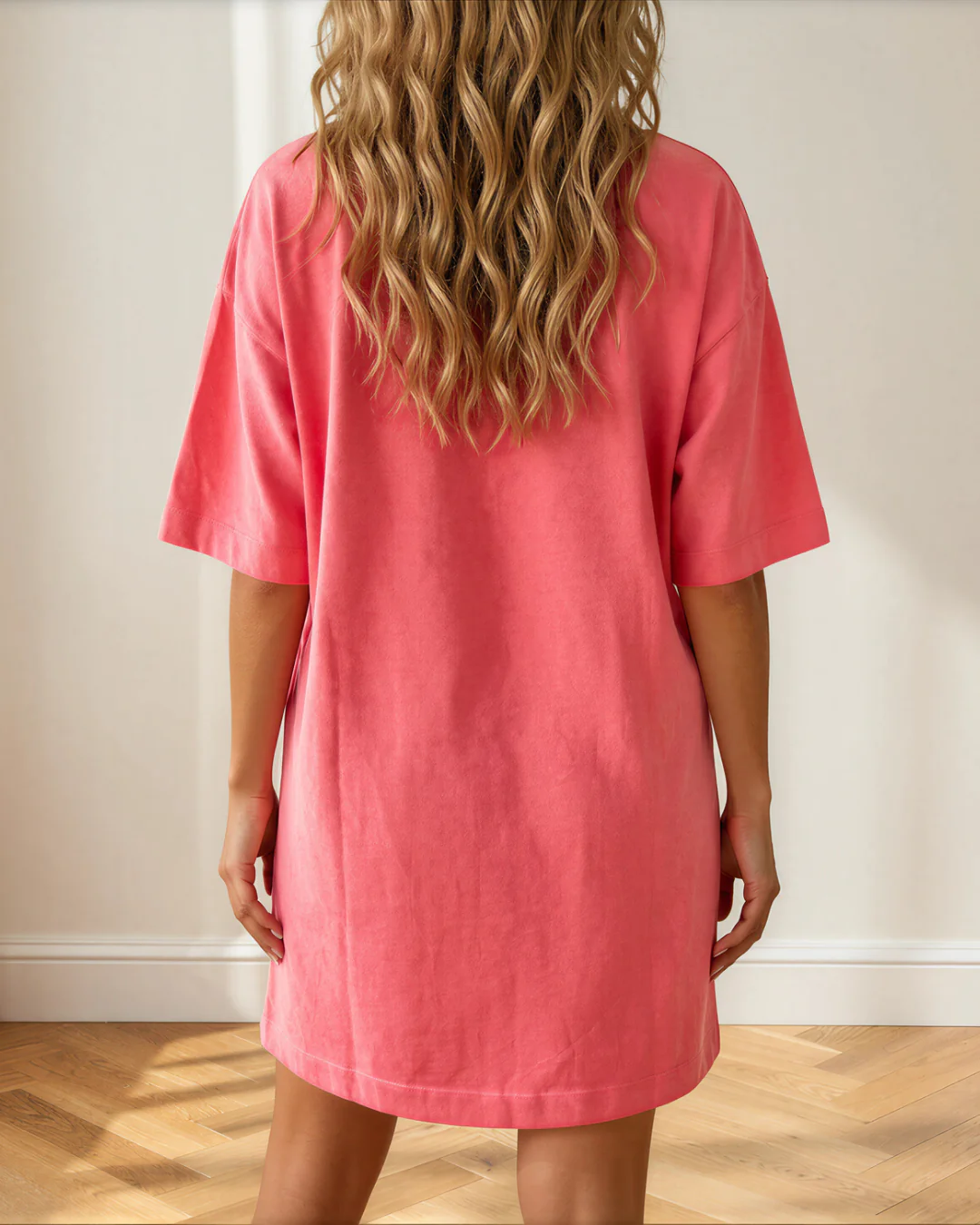 Paradise Drop Shoulder Loose Casual T Shirt Mini Dress - Image 2