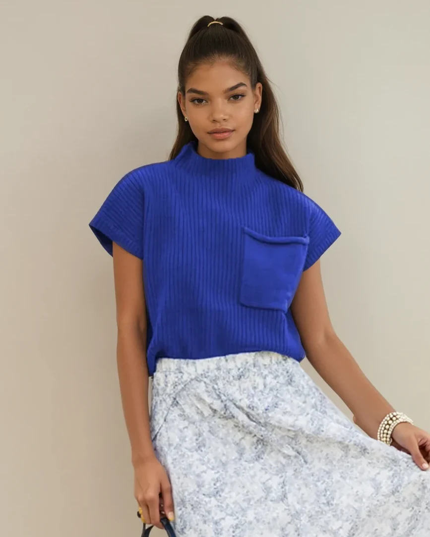 Ayla Short Sleeve Sweater - Blue - Image 2