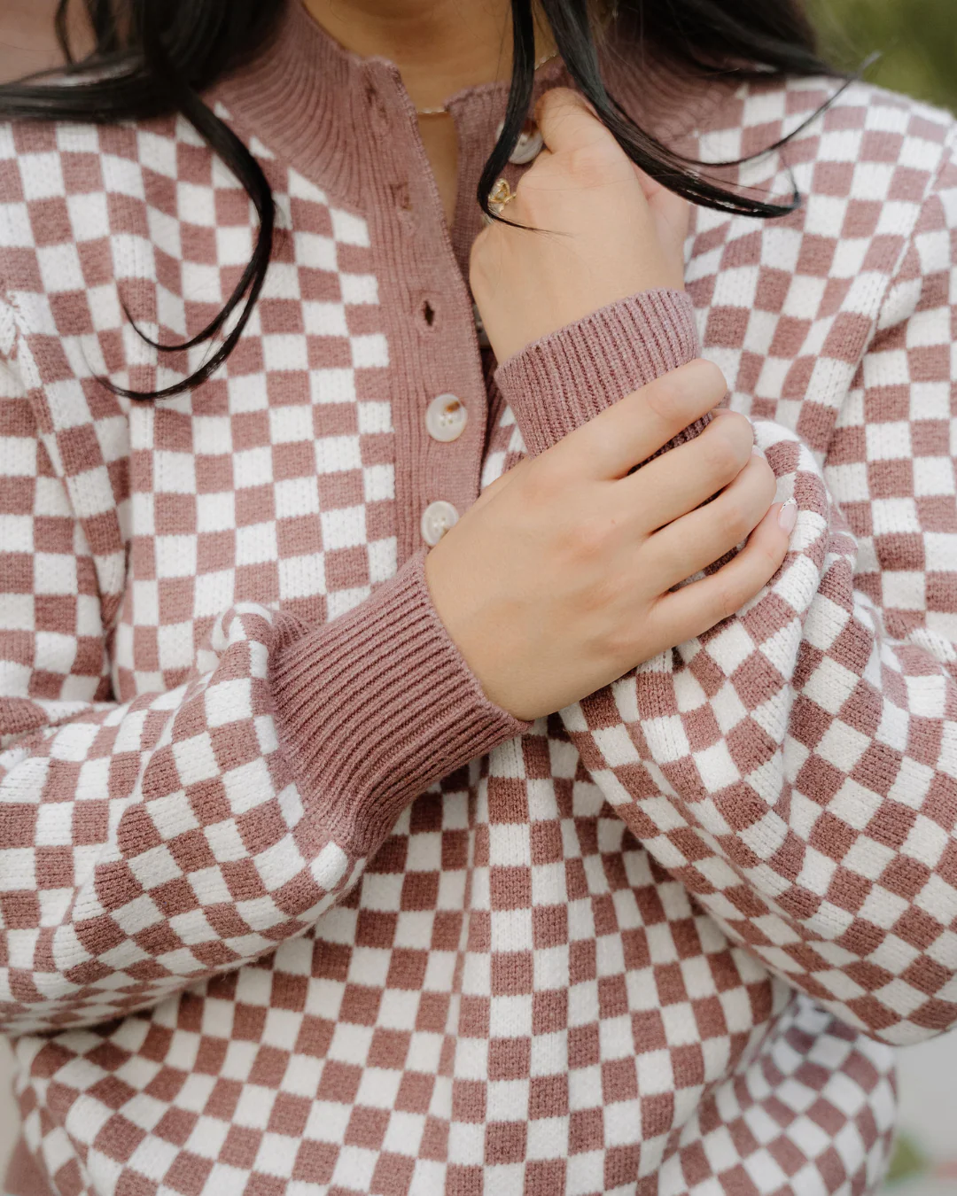 Arlo Checkered Sweater - Brown - Image 4