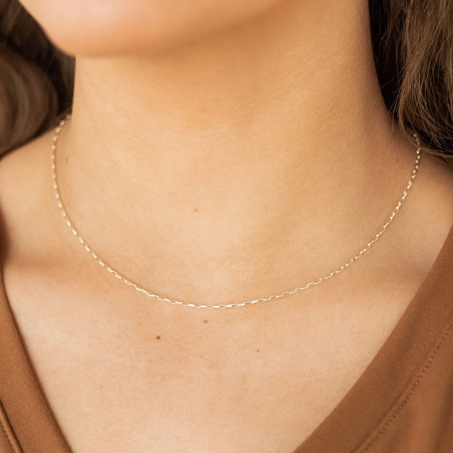 Delicate Elongated Oval Necklace - Image 8