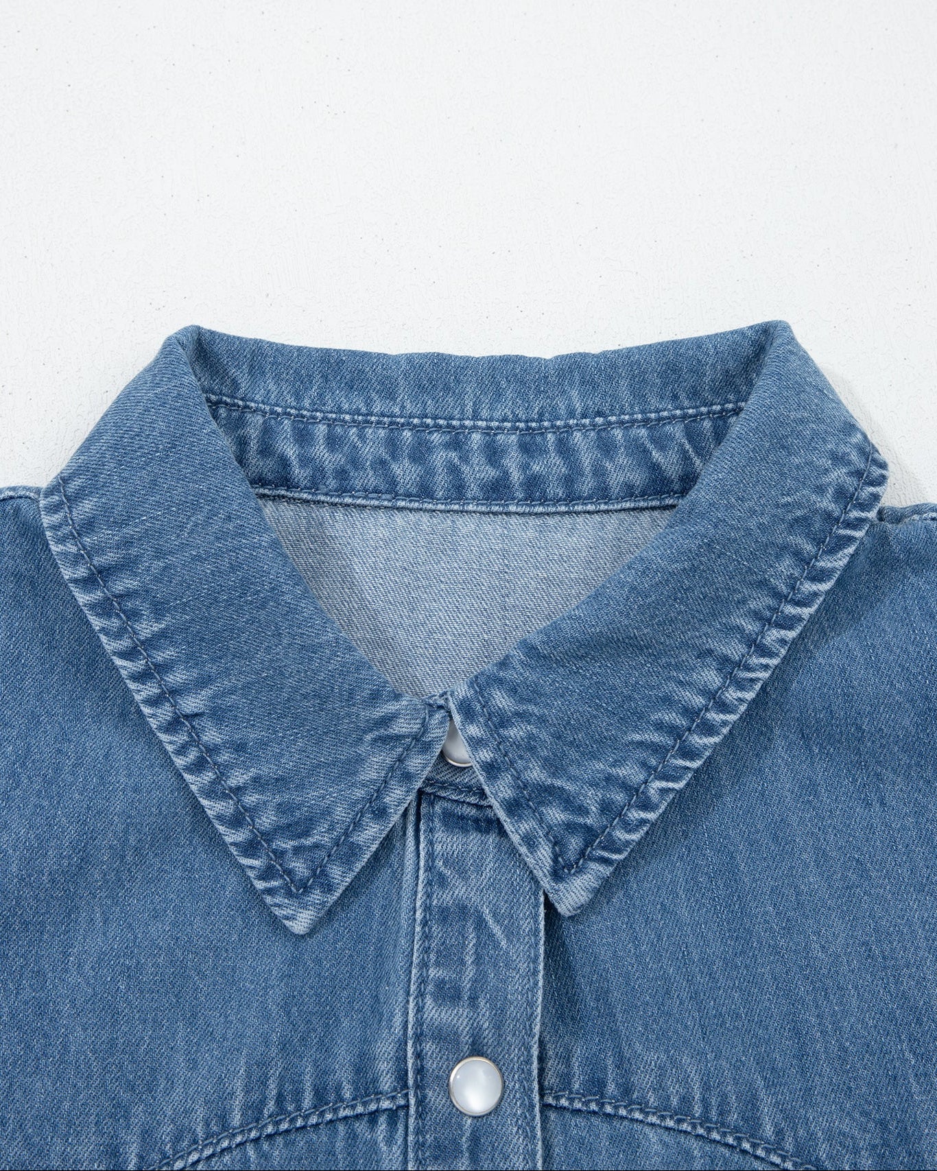 Cheyenne Ruffled Short Sleeve Denim Shirt - Image 5