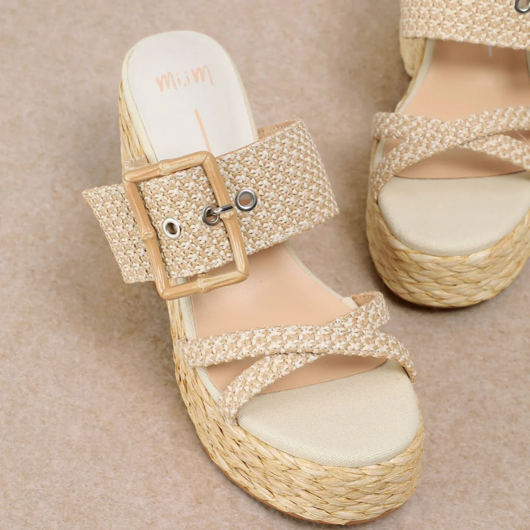 Edwina Wedges - Light Natural Raffia - Image 6