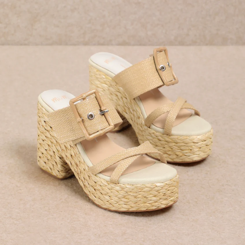 Edwina Wedges - Natural Raffia - Image 2
