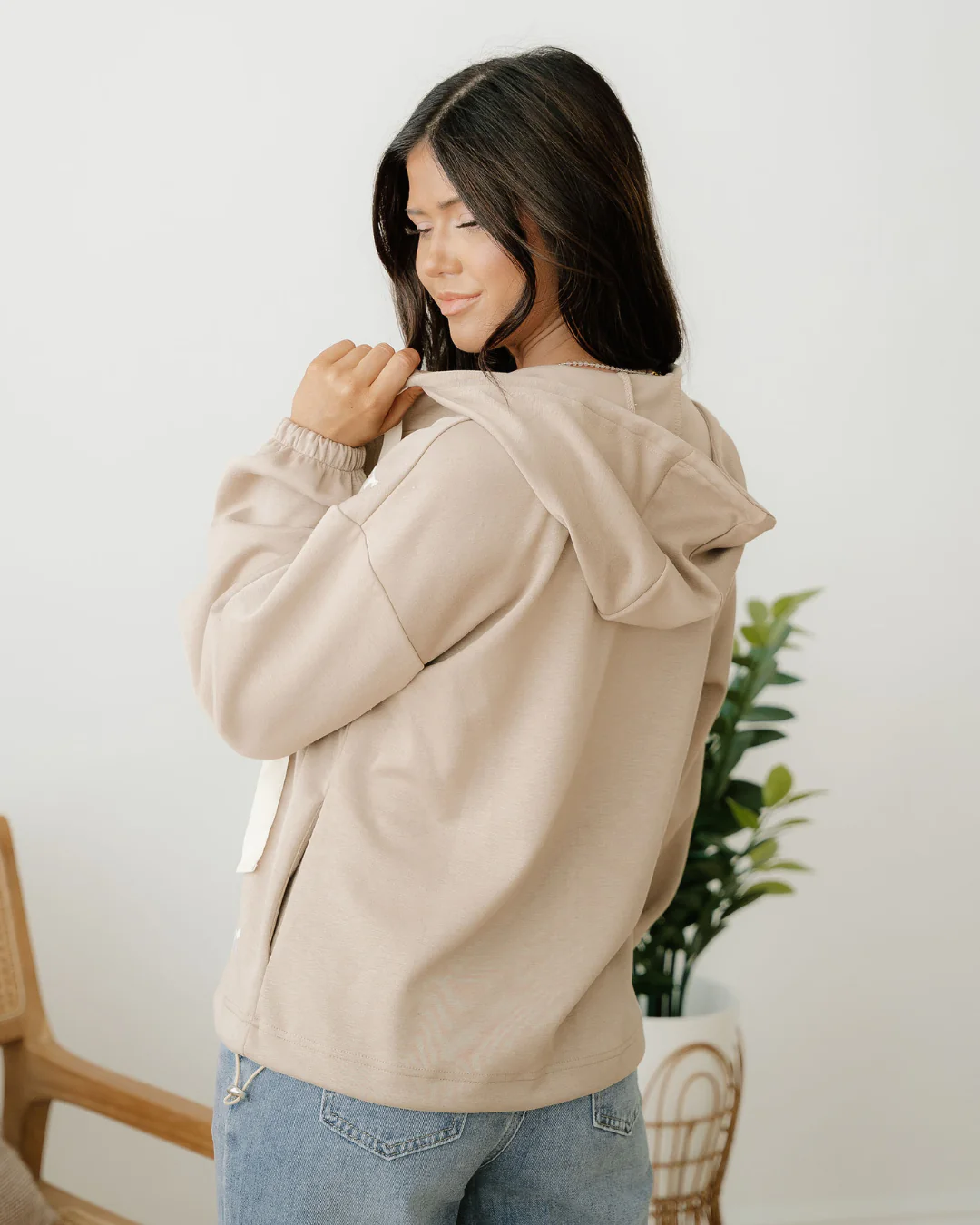 Brielle Bow Embroidered Zip Up Hoodie - Image 4