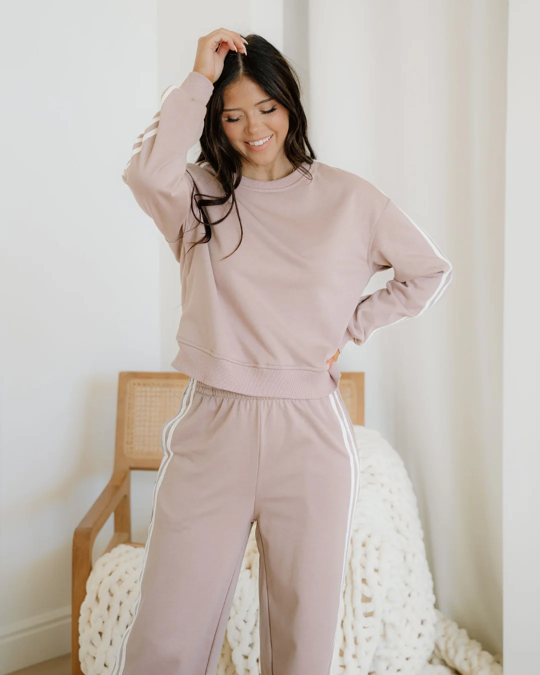 Varsity Pullover Wide Leg Pants 2pcs Outfit - Image 4