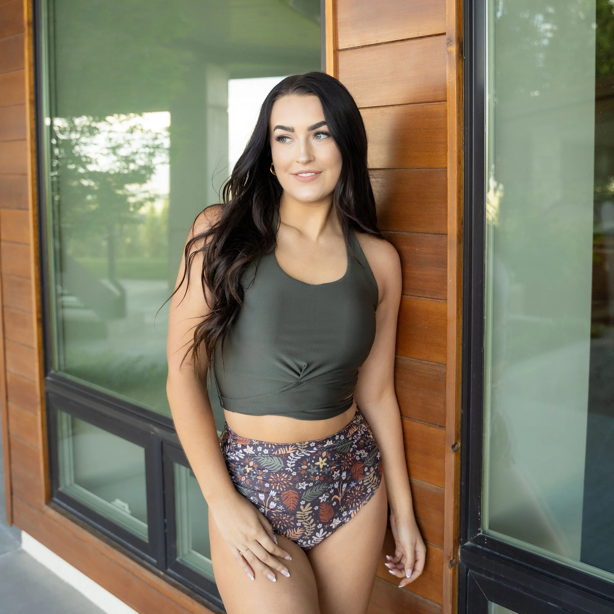 Kauai Twist Swim Top - Dark Olive - Image 2