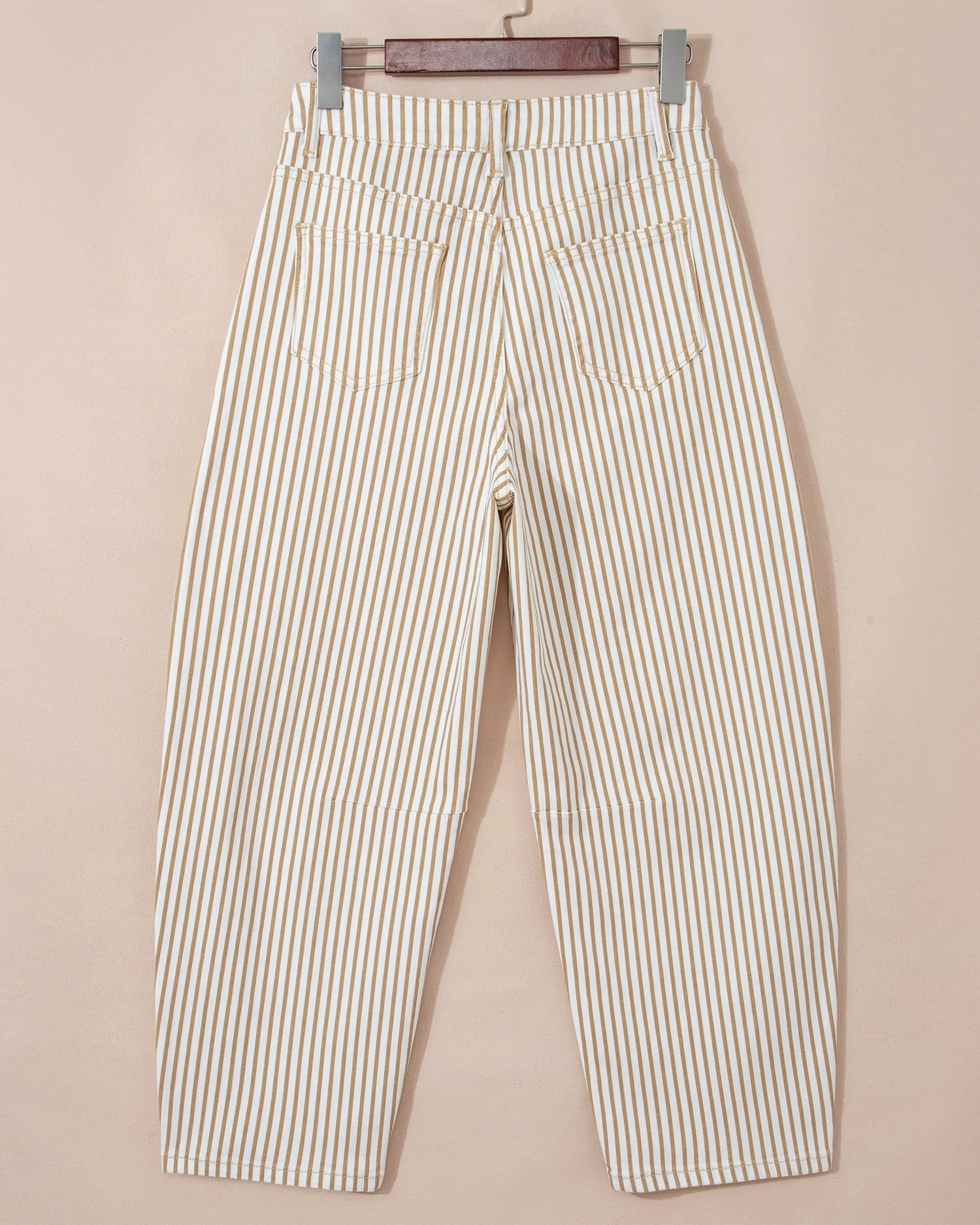Lennox Stripe Casual Barrel Jeans - Khaki - Image 5
