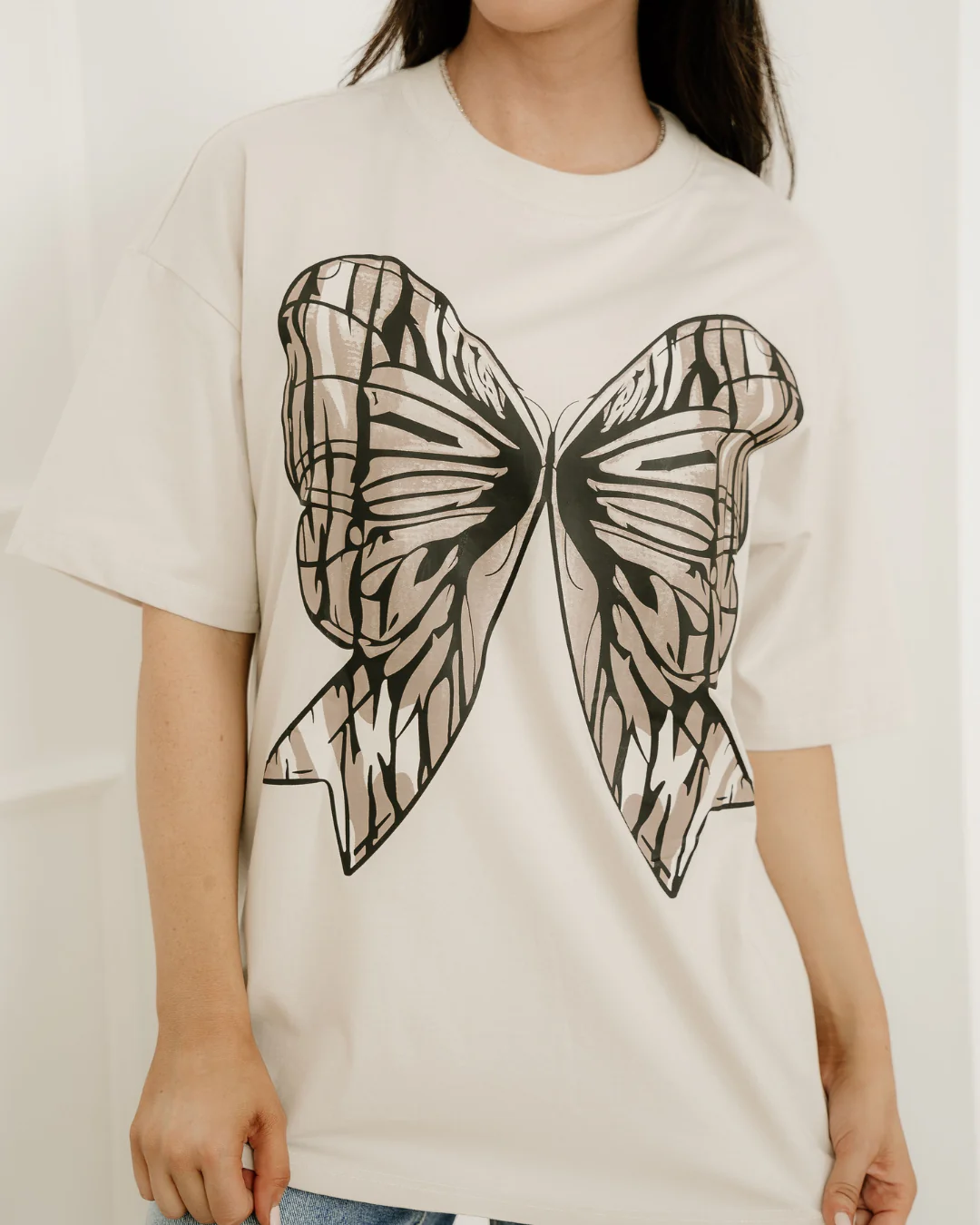 Big Bow Print Drop Shoulder Oversized Tee - Image 6