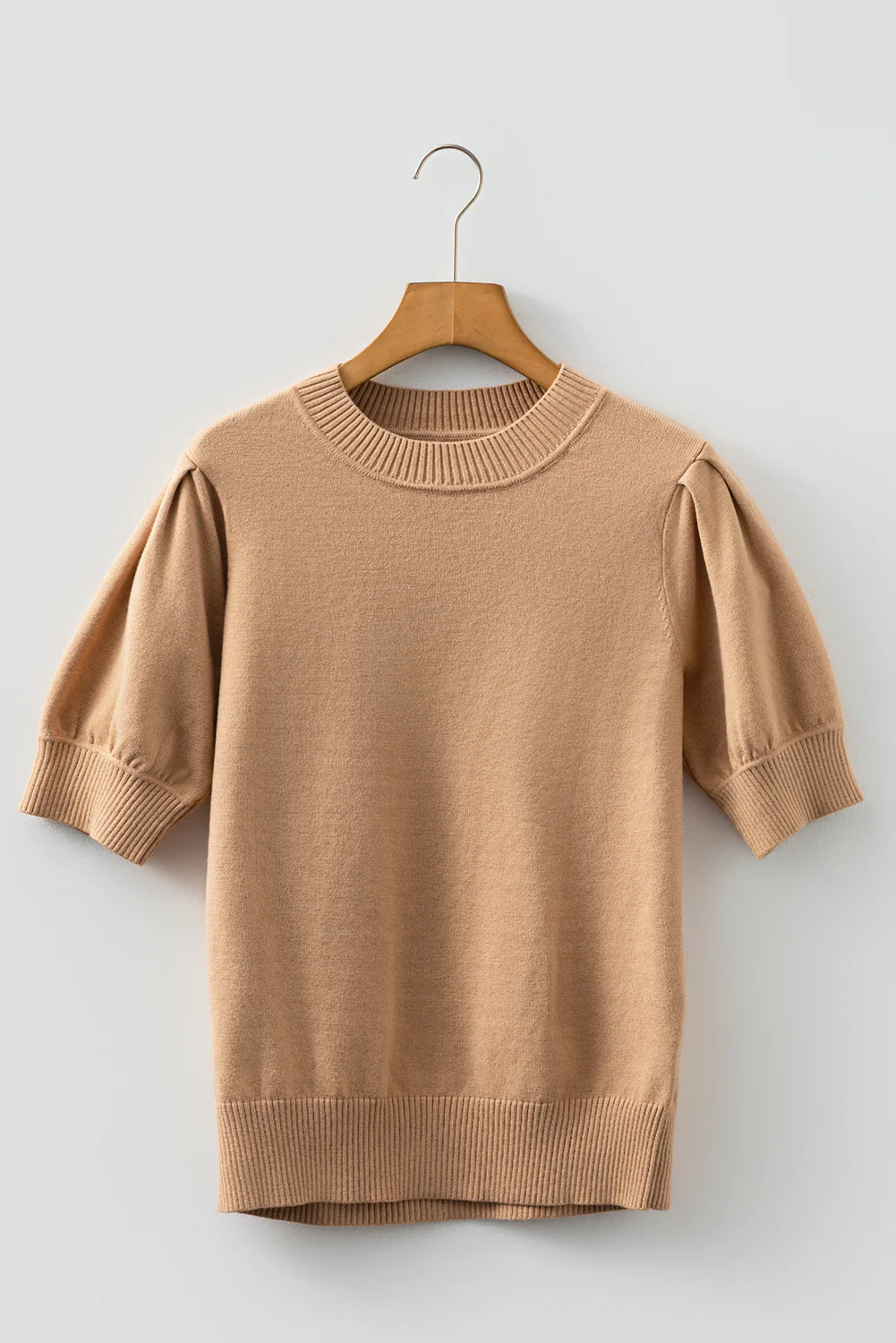 Chloe Solid Color Knit Short Puff Sleeve Sweater - Image 9