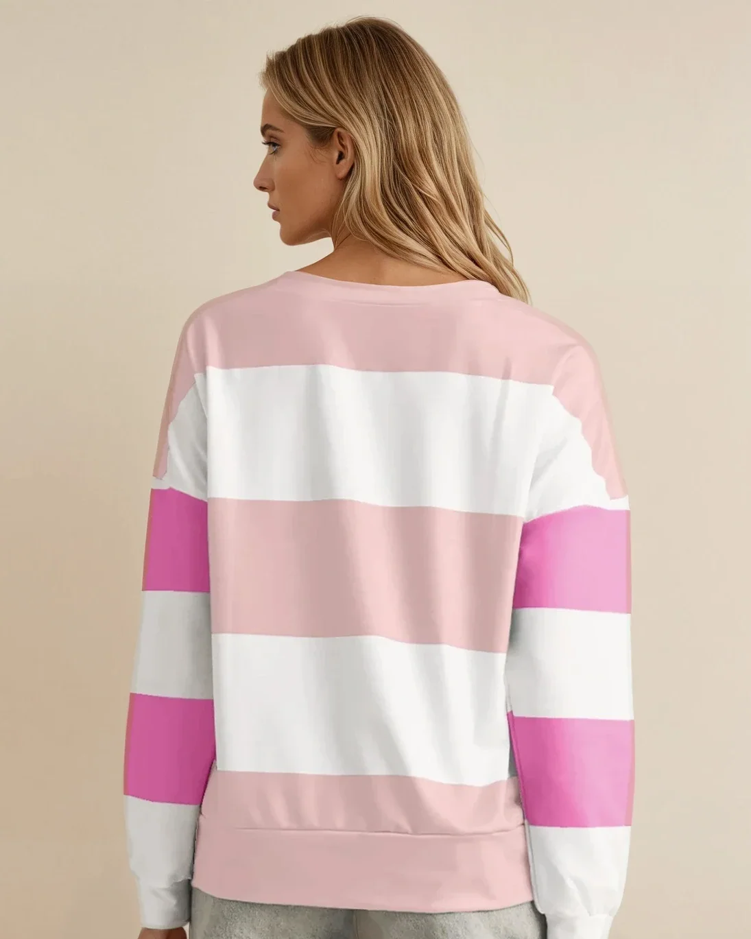 Ashlyn Lightweight Colorblock Sweatshirt - Pink - Image 3