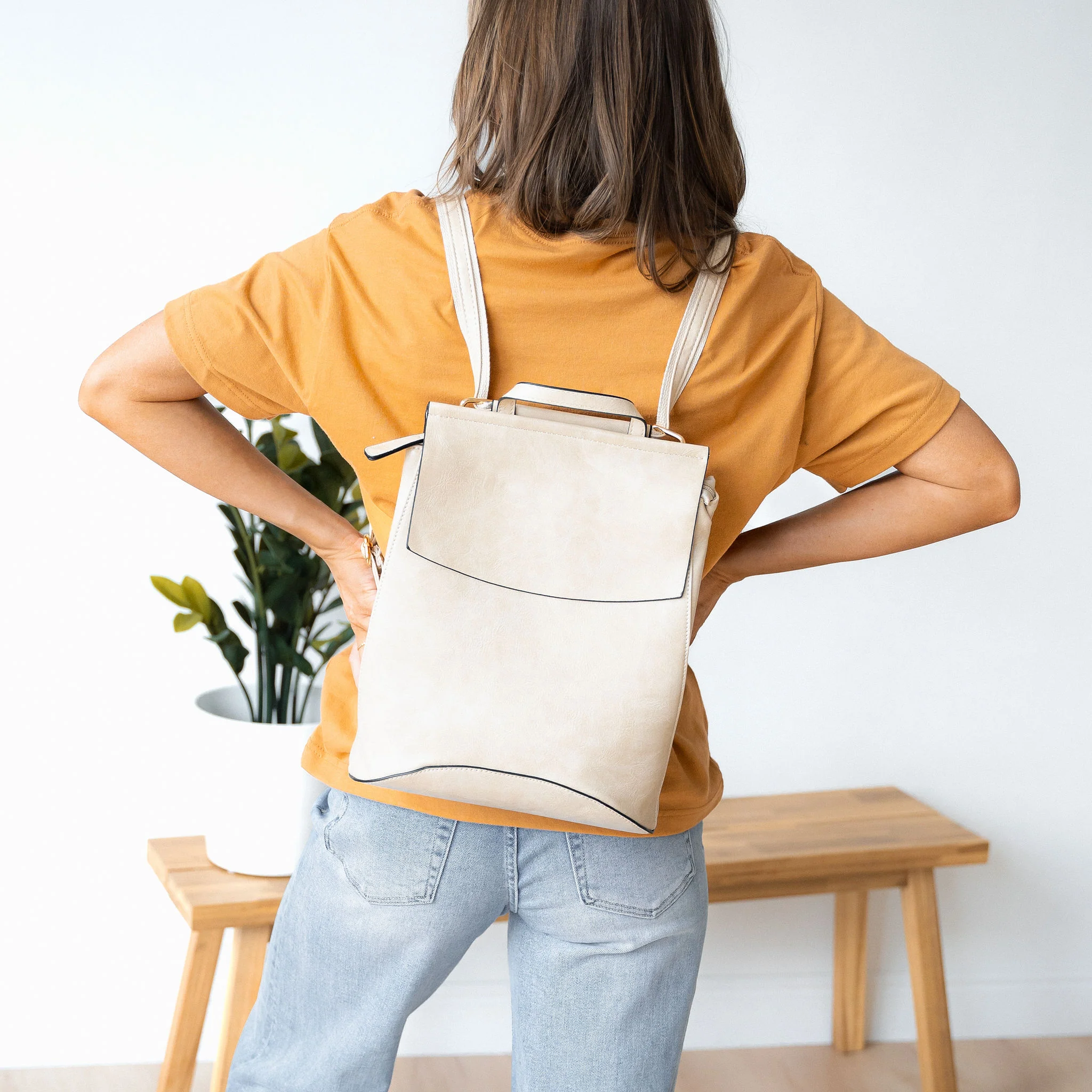 Marlowe Convertible Backpack - Cream - Image 2