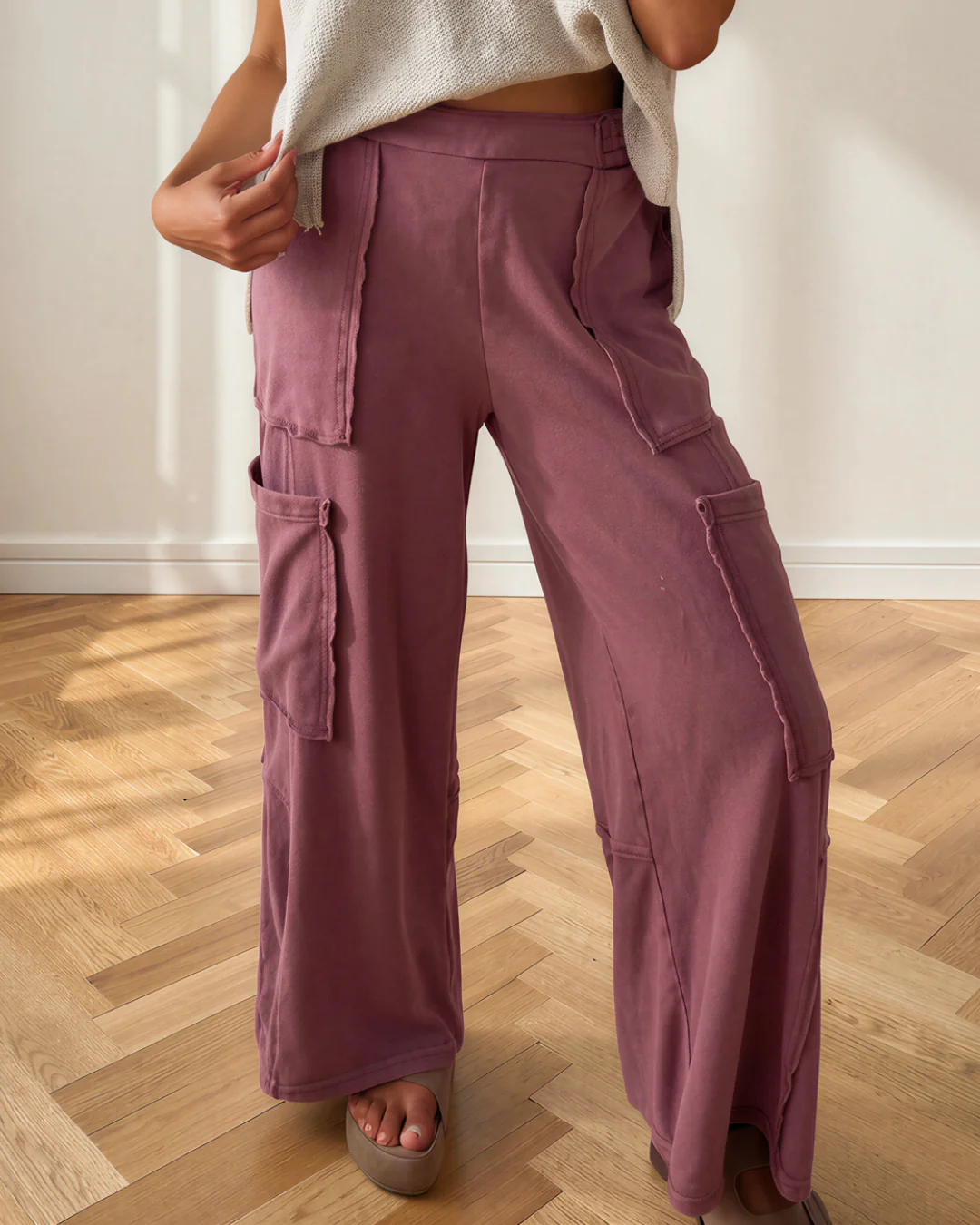 Colbie Mineral Wash Cargo Patched Pocket Utility Sweatpants