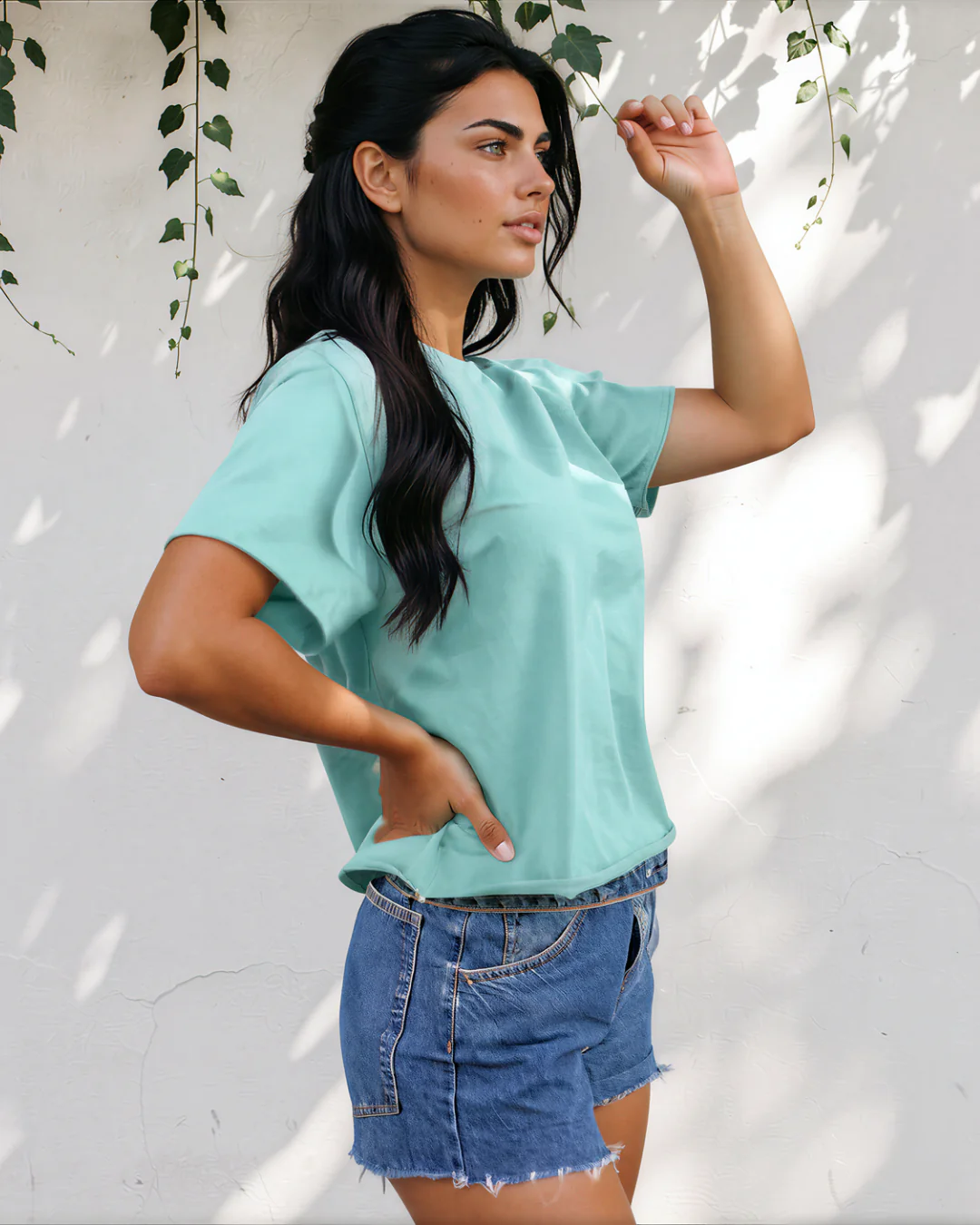 Mira Mineral Wash Raglan Sleeve Boxy Fit Cropped Tee - Image 3