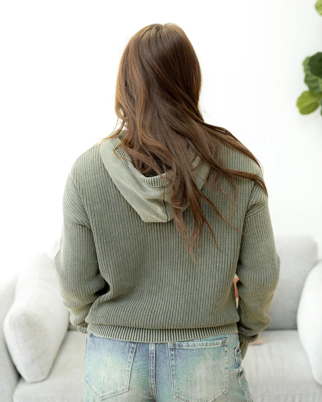 Maeve Mineral Wash Ribbed Knit Drawstring Hooded Sweater - Image 8