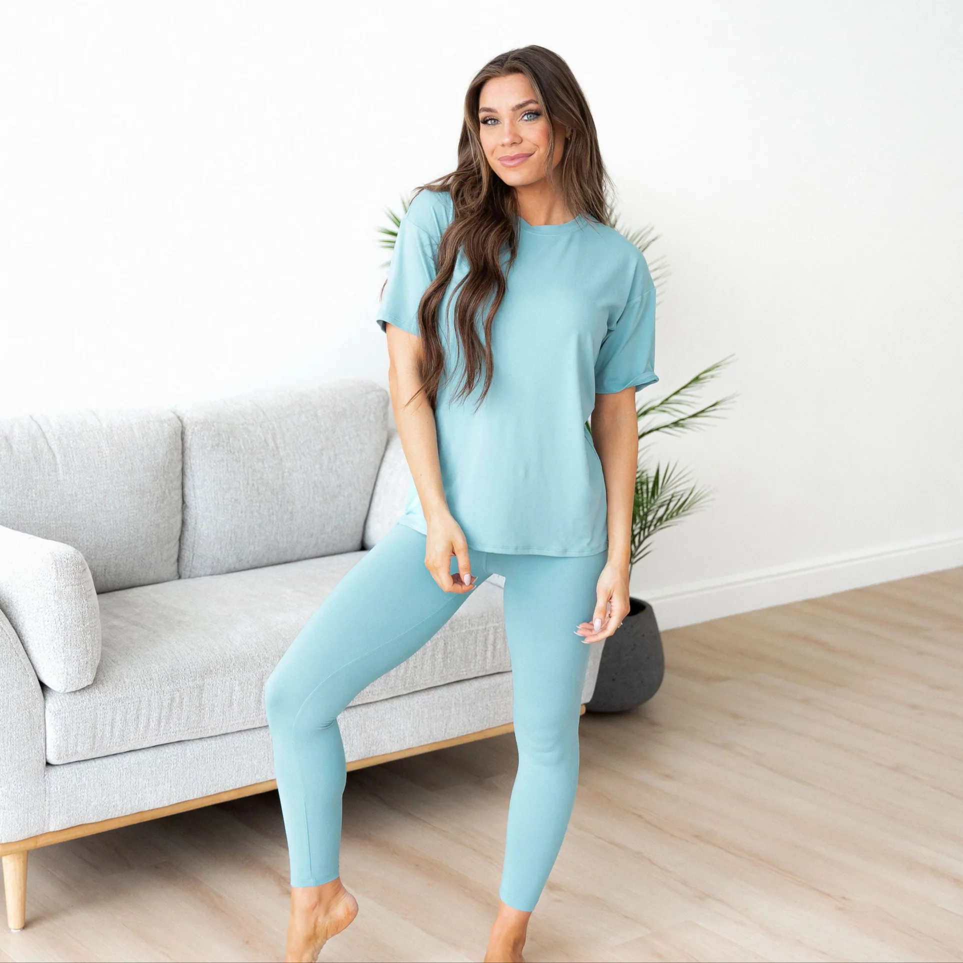 Chloe Loungewear Set - Dusty Teal - Image 3