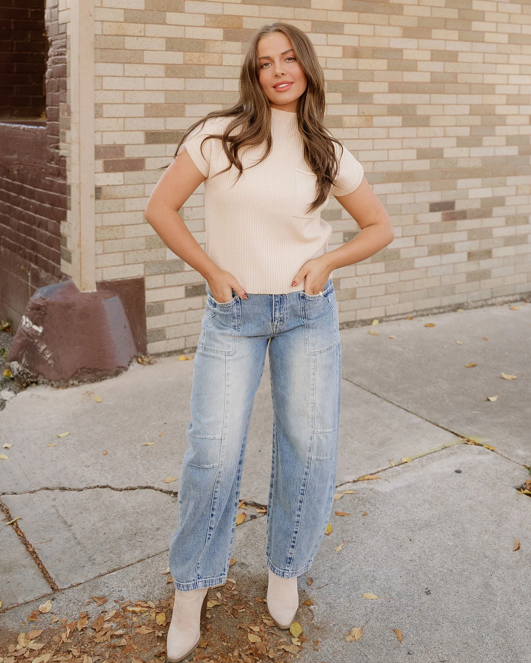 Ayla Short Sleeve Sweater - Oatmeal - Image 2