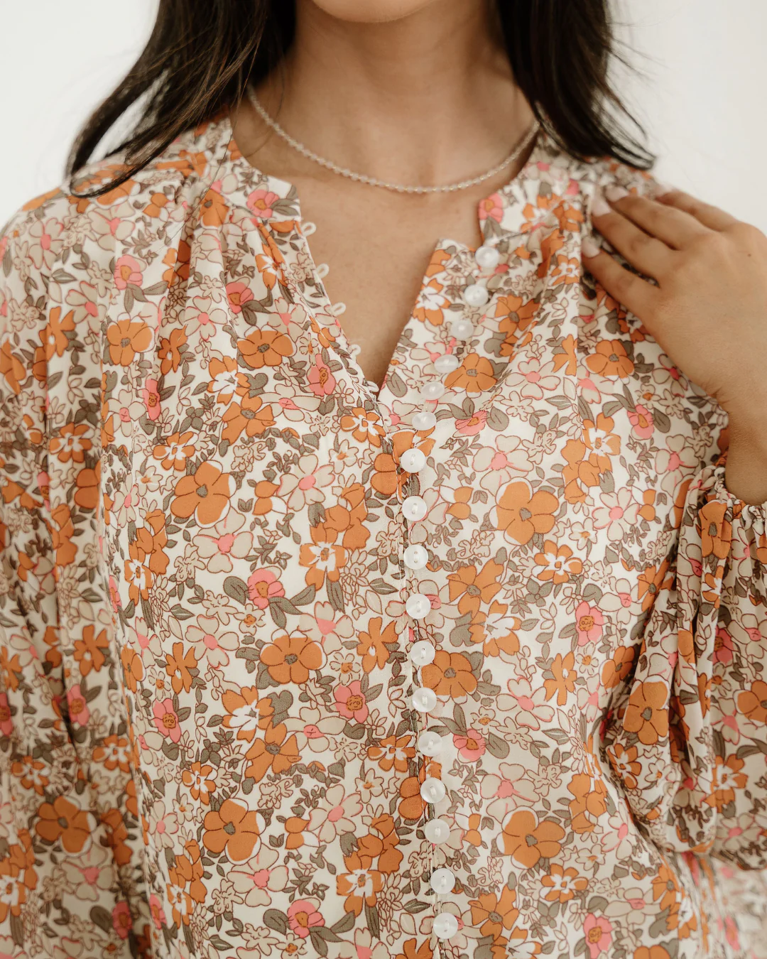 Adaline Floral Puff Sleeve Full Button Shirt - Image 6