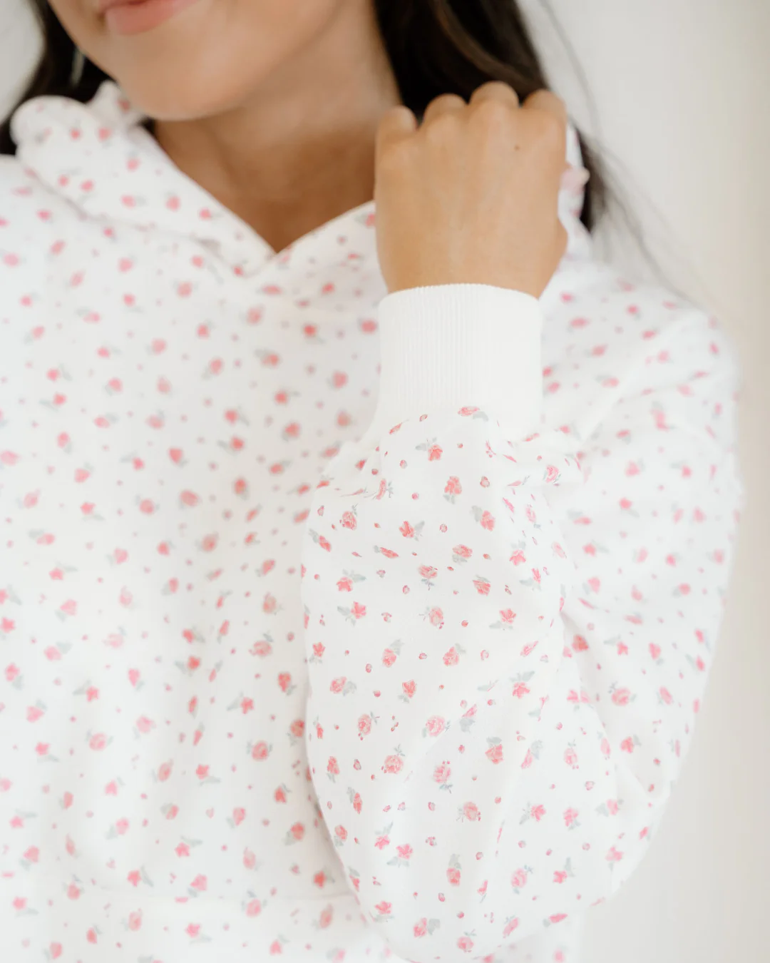 Rose Sweat Set Floral Kangaroo Pocket Hoodie Pants Set - Image 5