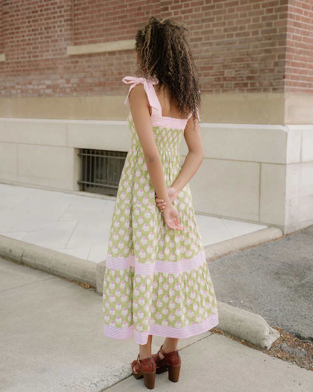 Lily Floral Print Striped Patchwork Detail Sleeveless Dress（Runs Small ） - Image 10