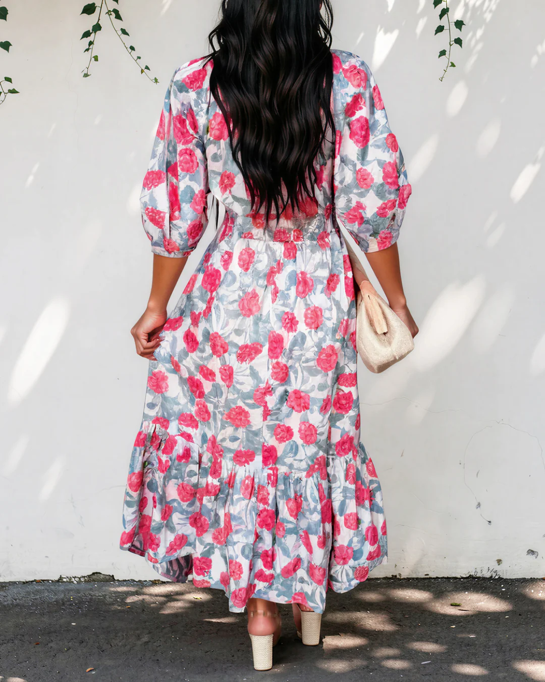 Belle Floral Puff Sleeve Midi Dress - Image 5