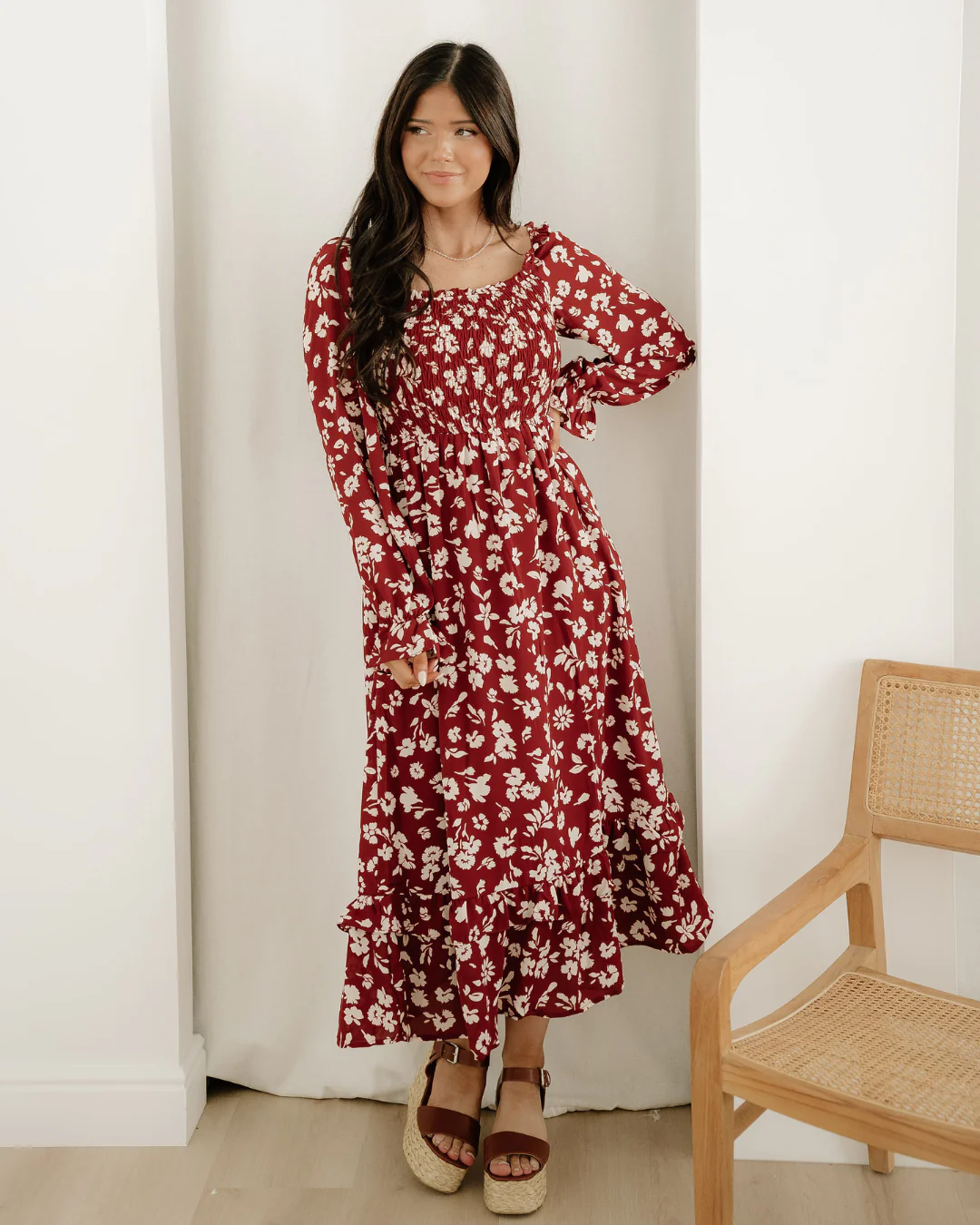 Lydia Sleeve Square Neck Smocked Maxi Dress - Image 3