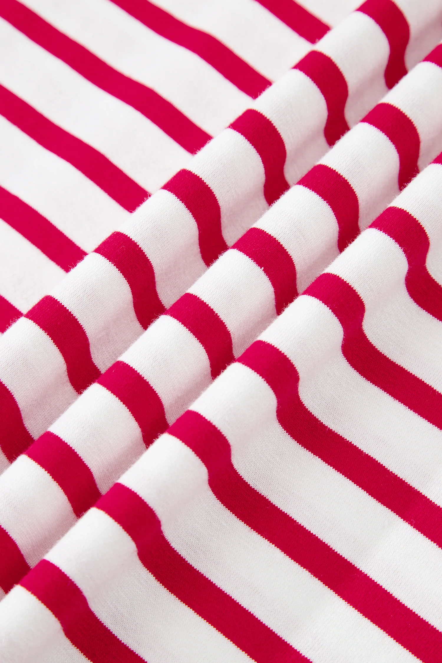 Collette Stripe Scalloped Trim Round Neck T Shirt - Red - Image 4