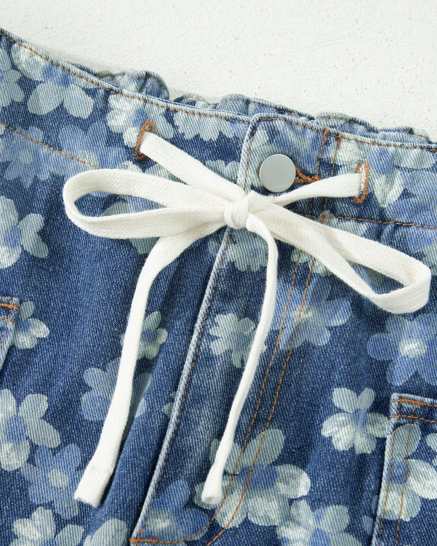 Lucy Dainty Floral Printed Drawstring Barrel Jeans - Image 5