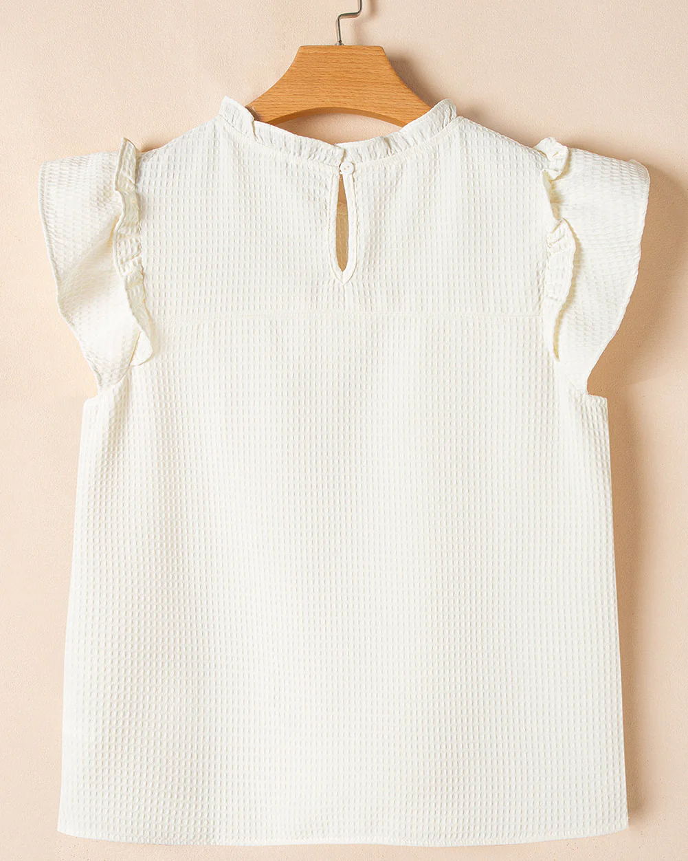 Clover Ruffle Trim Waffle Textured Blouse - Image 4