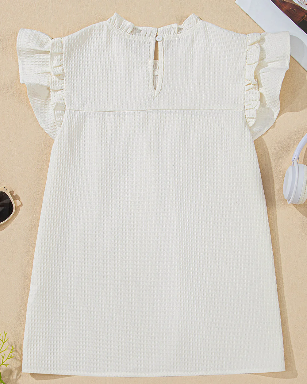 Clover Ruffle Trim Waffle Textured Blouse - Image 6