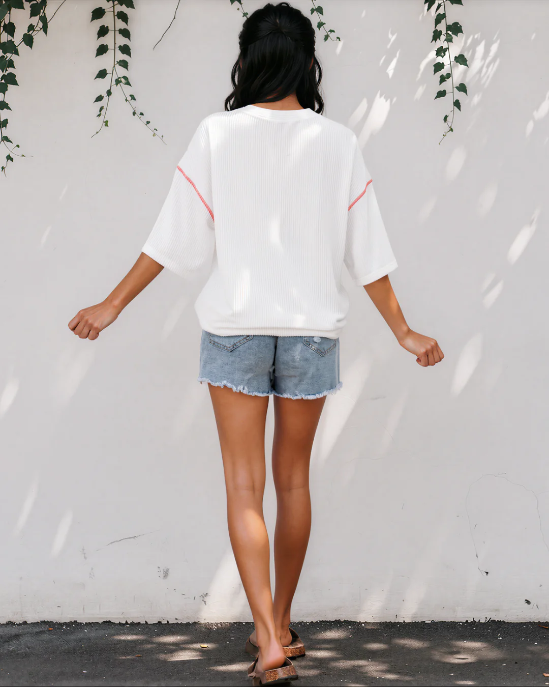 All American USA Graphic Half Sleeve Loose Ribbed Top - White - Image 4